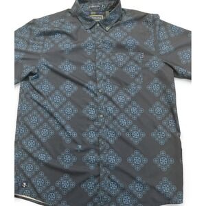 William Murray Shirt Mens Large Blue Geometric Golf Button Up Short Sleeve Golf